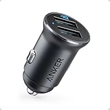 Anker 24W Car Charger Ladegerät, Mini Autoladegerät, 4.8A Duales USB Mit Blauem LED-Licht, Kompatibel Mit iPhone15/14/13, iPad Pro/Air 2/Mini, Galaxy und Mehr