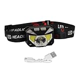 SOIMISS Wiederaufladbare LED Stirnlampe USB Aufladbar Leichtgewicht Kopflicht Outdoor Camping Wandern Angeln Multifunktionale Kopflampe mit Große Lichtabdeckung und Zufällige Farbe