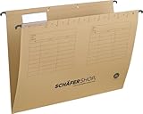 SCHÄFER SHOP Lot de 25 dossiers suspendus colorés - A4 - Poches suspendues latérales ouvertes - Avec cavaliers - Beige