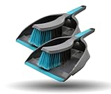 Kehrgarnitur 2 Stück im Set – Handfeger & Kehrschaufel mit Gummilippe | Ergonomischer Griff | Antistatische Borsten | Ideal für Haushalt, Werkstatt & Büro