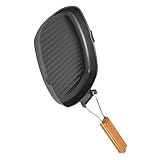 OFFSCH Tragbare Steakpfanne grillschale griddleplatte grill pfännchen baking pan формы для выпечки Steaktopf grillen Outdoor-Kochherd Bratpfanne Pfanne mit Verbrühungsschutz Bambus
