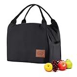 Kühltasche Klein Lunchtasche Herren Isoliertasche Leicht Lunch Bag zur Arbeit Schule Faltbar Meal Prep Tasche Wasserdicht Frühstückstasche Lunchbox Tasche Reißverschluss 8,5L Schwarz
