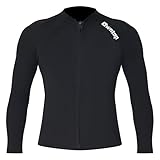 Owntop Neoprenanzug Jacke für Herren - 2mm Neoprenanzug Top Langarm, Frontreißverschluss für Tauchen Surfen Schnorcheln Schwimmen, Herren Schwarz 3XL