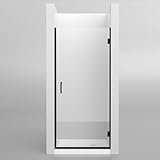 90cm x 185cm Duschtür, mit 6mm ESG Nanobeschichtung Glas Duschtüren, Duschtür Nischentür mit Explosionsschutzfolie, Schwarze, T Triple Maple