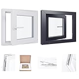 Kunststofffenster Kellerfenster Fenster - 2 Fach Verglasung - weiß/weiß - BxH: 1000x500 mm - DIN Links