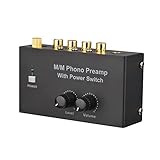 COMETX Power-Switch M/M Phono-Vorverstärker mit Pegel- und Lautstärkeregelung Ultra-kompakter Vorverstärker RCA Eingang und Ausgang 1/4 Zoll TRS-Ausgangs-Schnittstelle