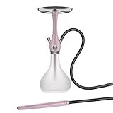 WOOKAH Mini Misty Mauve Komplettset – Exklusives Holz Shisha Set handgefertigter Body, Frosted Glasbowl - Holzmundstück, Lederschlauch & hochwertiger Verarbeitung + lustiger Hookain Sticker