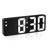 OQIMAX Wecker Digital, LED Digitaler Wecker, Digital Uhr mit Großer LED Display, Temperaturanzeige, Tragbarer Clock mit Snooze, 12/24H, 3 Helligkeit, Sprachsteuerung Funktion, für Schlafzimmer Büro