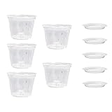 Transparenter Orchideentopf mit Löchern, perfekt für das gesunde Wachstum Ihrer Orchideen, transparenter Orchideentopf, Blumentopf für drinnen und draußen, geschlitzte Orchideen-Pflanztöpfe für
