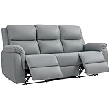 HOMCOM Fernsehsessel Relaxsessel mit Liegefunktion, 3 Sitzer Sofa TV-Sessel mit Taschenfeder, Kinosessel mit Doppel-Liegesessel, Fußablage, schnelle Montage für Wohnzimmer, Dunkelgrau