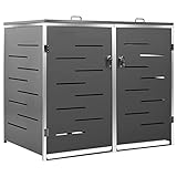 KOIECETA Mülltonnenbox für 2 Tonnen Müllbox Mülltonnenverkleidung Mülltonne Mülltonnenbox Müllcontainer Gerätebox 240L Anthrazit Edelstahl