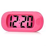 Leicht lesbare LCD-Reiseuhren mit sanfter Beleuchtung und zuverlässigen Schlummeroptionen, perfekt für vielbeschäftigte Familien (rosa)