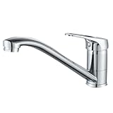 BELZ Küchenarmatur Wasserhahn, 360° Drehbare Einhebelmischer Mischbatterie, mit Keramikkartusche & 60cm Schlauch (Messing Chrom)