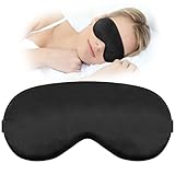 Schlafmaske Schlafaugenmaske für Männer Und Frauen Augenmaske Zum Schlafen Lichtblockierend Weich Atmungsaktiv Schlafaugenmaske Mit Verstellbarem Gummiband für Yoga Reisen Nickerchen (Schwarz)