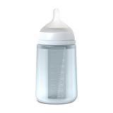 Suavinex, Flasche aus Silikon und symmetrischer Sauger SX Pro, weich und flexibel, mit Anti-Colik-Ventil, mittlere Durchflussflasche (M), für Babys ab 3 Monaten. Colour Essence, Ballad Blue