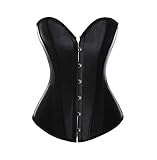 MISS MOLY Corsage|Vollbrust Vintage Kunstleder Korsage Leder-Optik Coolstil Korsett Reißverschluss/Vorderschliesse Corset(Mit G-String) Schwarz XXL