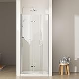 EMKE Falttür Duschtür 100x195 cm Duschabtrennung Faltbar 180° Schwingtür Duschwand Dusche 6mm ESG-Sicherheitsglas Duschkabine Duschfalttür Duschtüren