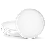 MALACASA, Serie REG, 10,5' Teller Set 6 Personen, Weiß Porzellan Speiseteller, Pastateller für Spülmaschine und Mikrowelle, Pastateller, Frühstücksteller, Kuchenteller