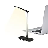 Dimmbare Schreibtischlampe | Nachttischlampe Mit Wireless Charger Und Dimmbarer Beleuchtung - USB-Aufladbare Leselampe, Dimmen & Klappbar, Schreibtischleuchte Mit Handyladeplatz Für Homeoffice, Büro &