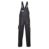 Portwest TX12 Herren Texo Kontrast Latzhose Arbeitslatzhose Schwarz, M