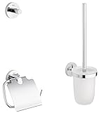 GROHE Essentials Accessoires Bath (WC-Set 3 in 1, Material: Glas / Metall) chrom, 40407001, Rund