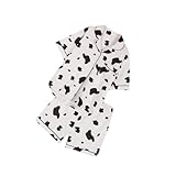 HEMOTON Damen Schlafanzug Set Kuhmuster Kurzarm Hautfreundlich Atmungsaktiv Sommer Freizeit Homewear