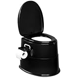 Bonnlo Campingtoilette Tragbare Reisetoilette, Abnehmbarer Inneneimer Mobile Toilette Mit Sitz, Deckel und Toilettenpapier-Halter, für Camping (Schwarz)