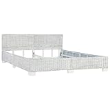 vidaXL Bettgestell Rustikal Bett Doppelbett Schlafzimmerbett Bettrahmen Schlafzimmermöbel Ehebett Rattanbett Grau Natur Rattan 180x200cm