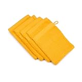 Gözze - New York Waschhandschuh, 4er Set, Weich und saugfähig, 100% Baumwolle, 17 x 24 cm - Gelb