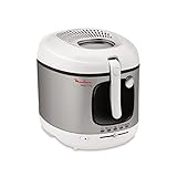 Moulinex AM4800 Mega 2kg Fritteuse | Fritteuse mit Öl | Anti-Geruchs-Filter | regelbare Temperatur | leichte Reinigung | knusprige Pommes | 1.800 Watt | für bis zu 8 Personen | Weiß/Silber | Gross