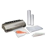 CASO VC 10 Sonderedition - Vakuumierer mit umfangreichem Zubehör, Testurteil Sehr Gut, inkl. 50 Profi-Folienbeutel und 2 Profi-Folienrollen, Silber