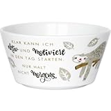 H:)PPY life Schale mit Motiv Faultier | Porzellan, Höhe 6,3 cm, Durchmesser 13 cm, Fassungsvermögen 50 cl | Frühstücksschale mit Spruch | Geschenk, Müslischale | 45413