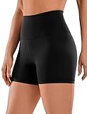 CRZ YOGA Naked Feeling Damen Kurze Yoga Leggings High Waist Blickdicht Fithess Shorts Radlerhose Sporthose - 10cm Schwarz 38