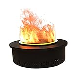 Kaminrost Zylinderförmiger elektrischer Kamin Realistische Flamme Vintage Design Tischplatte Black Metallrahmen mit Fernbedienung Berührbare Flamme Kamin für Zuhause und Büro Kamine für Wohnzimmer