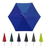 Gartenschirm Stoff Ersetzen(6/8 Streben), Garten-Sonnenschirm-Überdachung UV-Schutz Wasserdicht Abdeckung Gartenschirm Stoff Ersetzen, für Garten, Terrasse, Sonnenschirm(Blue,6ribs:3.0m/9.8ft)