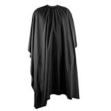 ECENCE Friseurumhang mit professionellem Hakenverschluss - Haarschneideumhang Schwarz 150x120cm, wasserabweisend, Barber Cape für Friseursalon