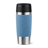 Emsa Travel Mug 360 ml Classic Isolierbecher, Kaffeebecher aus Edelstahl, neuer Komfort-Schraubverschluss, 4h heiß und 8h kalt, 100% dicht, spülmaschinenfest, 360°-Trinköffnung, aquablau, N20211