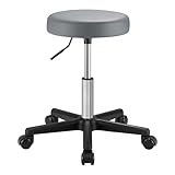 SONGMICS Barhocker auf Rollen, Barstuhl, höhenverstellbarer, Drehhocker, PU-Bezug, Arbeitshocker für Kosmetikstudios, Friseursalons, Büros, Praxen, Taubengrau LJB061G01