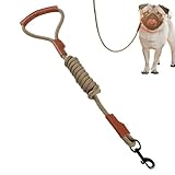 Hundeleine, reflektierendes Zugseil für schwere Arbeit, robuste und schützende Lederleine mit komfortablem Griff für mittelgroße und große Hunde