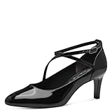 Tamaris Damen Pumps Stilettoabsatz Vegan; Black PATENT, EU 38
