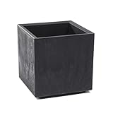 Kreher XL Pflanzkasten Karo in verschiedenen Formaten und Farben. Tolle Beton Optik in Grau oder Anthrazit! Aus robustem recyceltem Kunststoff! (13 Liter Anthrazit)