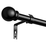 PeSenp Gardinenstange Schwarz 81-238cm,16 mm Ausziehbare Vorhangstange Mit Rundkappen, Metall-Gardinenstange Für Scheibengardinen, Schlafzimmer, Wohnzimmer, Curtain Rod, Schwarz Matt