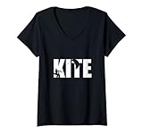 Damen Kiteboarding Kitesurfing Wassersport T-Shirt mit V-Ausschnitt