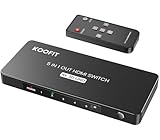 HDMI Switch 4K, HDMI Splitter 5 In 1 Out mit IR-Fernbedienung, Umschalter 5 Port Selector Box Unterstützt HDCP 2.2 HDR10 3D 18Gbps 4K 3D HDR für TV Stick HDTV Xbox