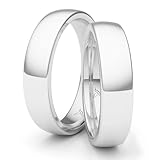 Partnerringe Silber 925 Paarpreis Massiv 5 mm Breite Nickelfrei Freundschaftsringe Trauringe Eheringe 100% Made in Germany- Inkl. Gratis Etui + Gravur (Hochglanz Poliert)
