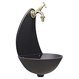 Wandbrunnen Modell Luna Farbe grau Gusseisen mit Wasserhahn Modell 303L aus poliertem Messing für Haus und Garten