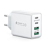 USB C Ladegerät, 40W 4 Ports Schnellladegerät, Mehrfach Stecker Mit Power Adapter Fast Charger Netzteil für iPhone 17 16 15 14 13 12 11 Pro Max, iPad, Samsung, Handys