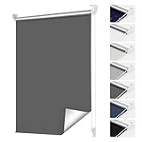 smartdemo Verdunklungsrollo ohne Bohren & mit Bohren, Klemmrollo Fensterrollo Dunkelgrau 50x130cm(BxH), Thermorollo Sichtschutz und Sonnenchutz, Klemmrollo rollos für Fenster & Tür