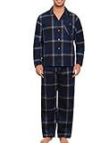 MIA LUCCE Schlafanzug Herren Lang Set Flanell Karierter Pyjama Herren Lang Baumwolle Weich Warm Loungewear Winter Nachtwäsche S-XL