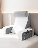FEYIDEO Lesekissen für Bett und Sofa, Bücherkissen mit Abnehmbarer Nackenrolle & Armlehne, Rückenkissen Bett, Wandkissen Multifunktions-Keilkissen zum Lesen, Arbeiten, Fernsehen